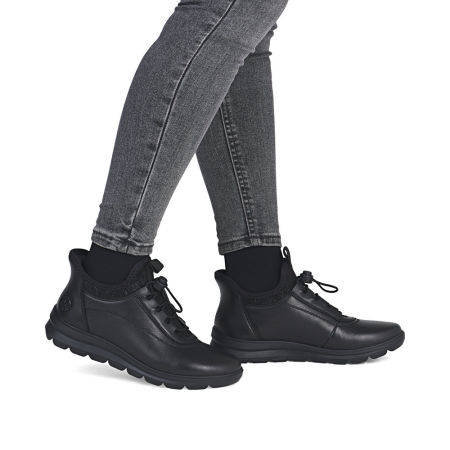 Czarne półbuty damskie, zdrowotne sneakersy Rieker Z0057-00 - Rieker zdjęcie 1