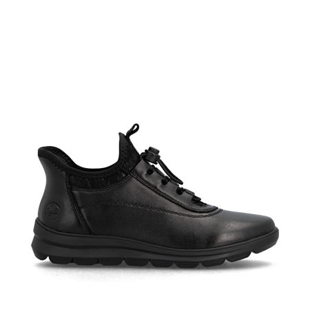 Czarne półbuty damskie, zdrowotne sneakersy Rieker Z0057-00 - Rieker zdjęcie 3
