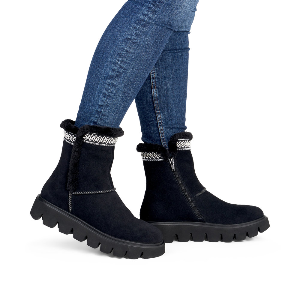 Botki mukluki Rieker W2075-00 czarny - Rieker zdjęcie 1