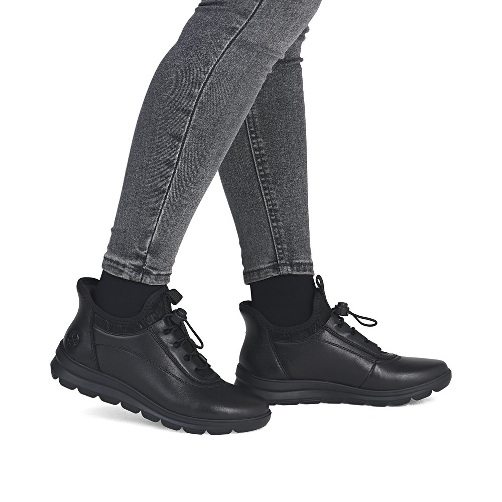 Czarne półbuty damskie, zdrowotne sneakersy Rieker Z0057-00 - Rieker zdjęcie 1